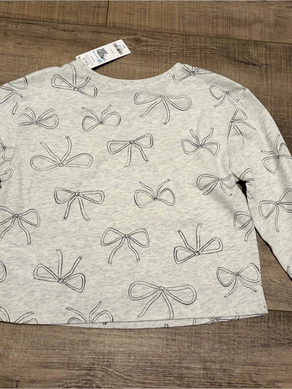 Carter's Cream & Light Gray Bow-Print Girls Top Set